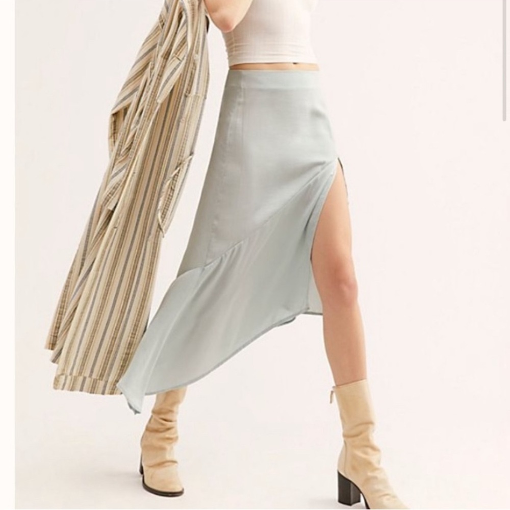 Free People Size 2 Ocean Blue Asymmetrical Lola Slit Skirt